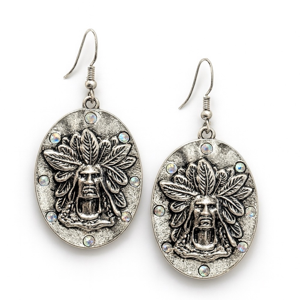 Silver Tribal Design Earrings